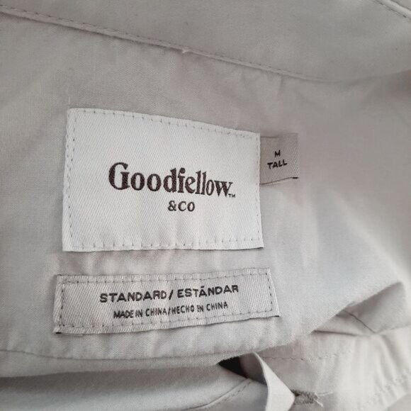 GOODFELLOW & CO. 100% Cotton Short Sleeve Button Down Shirt Grey Men's Sz M Tall - Picture 9 of 14